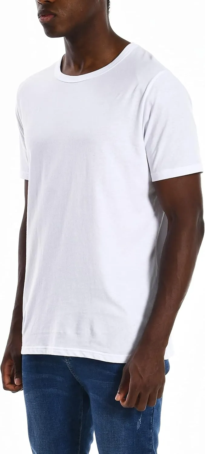 Comfneat Men's Cotton Blend Undershirts Crew Neck Lightweight T-Shirts 4-Pack