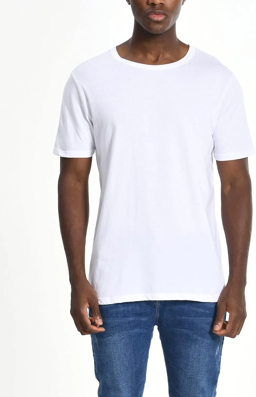 Comfneat Men's Cotton Blend Undershirts Crew Neck Lightweight T-Shirts 4-Pack