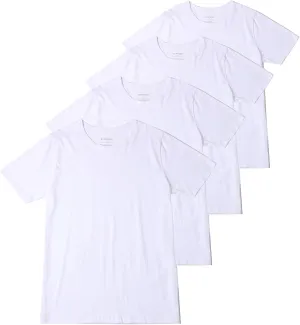 Comfneat Men's Cotton Blend Undershirts Crew Neck Lightweight T-Shirts 4-Pack