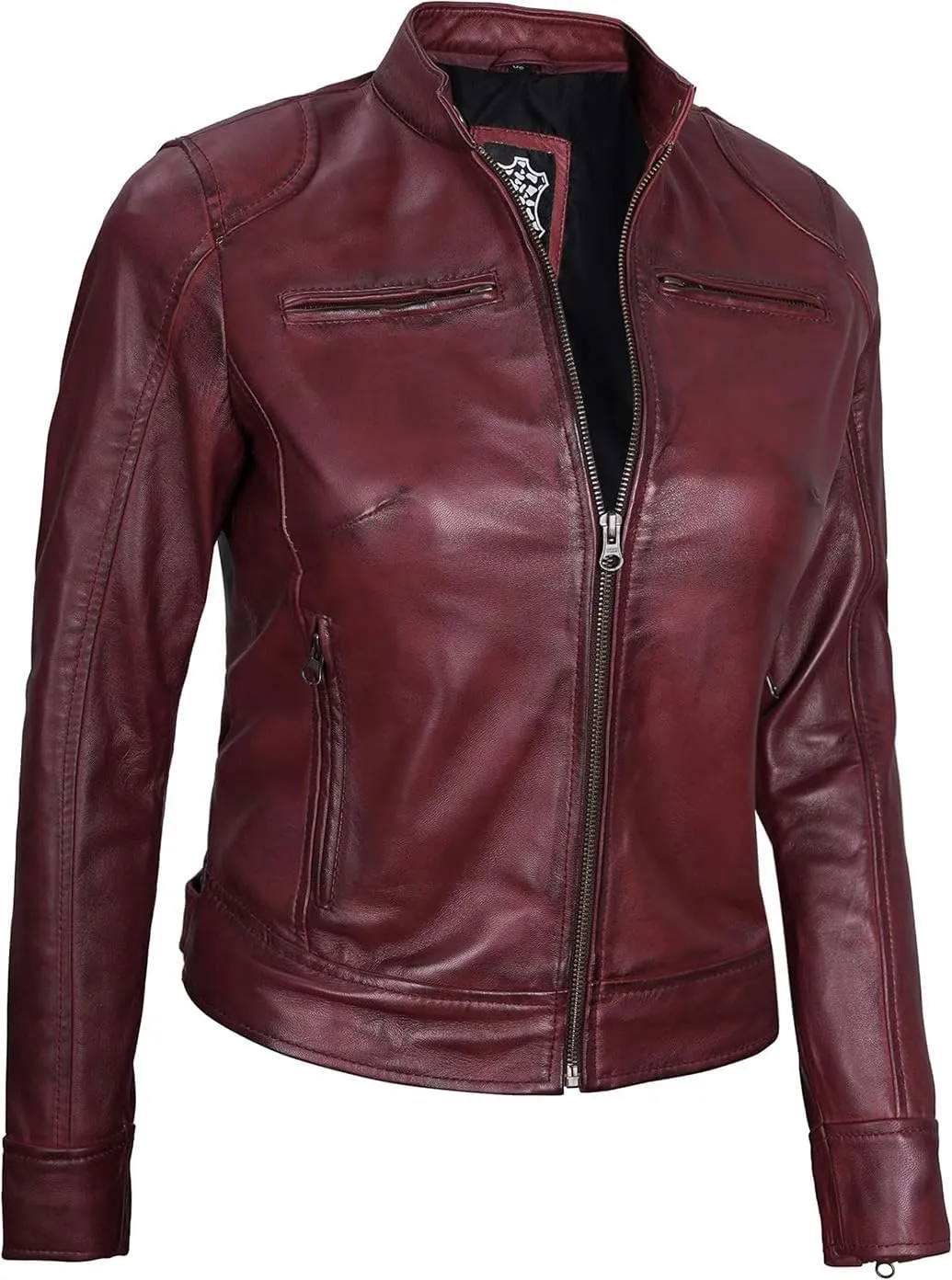 Decrum Leather Jackets For Women - Cafe Racer Style Casual Trending Fashion Womens Leather Jacket
