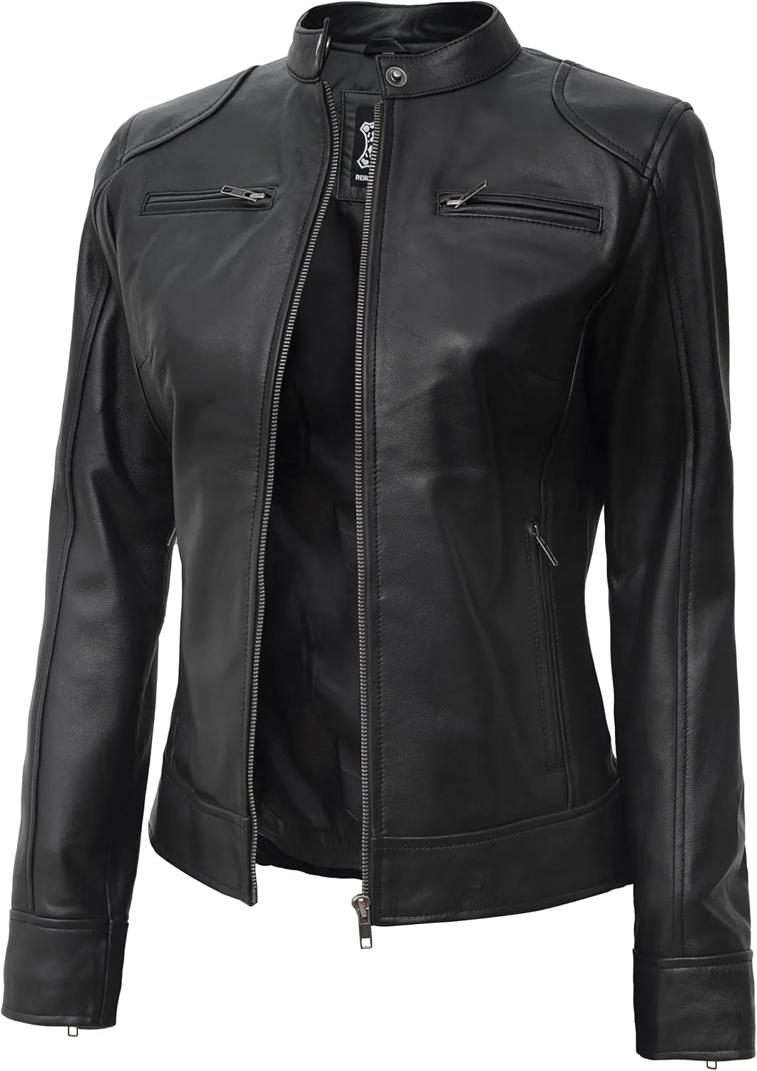Decrum Leather Jackets For Women - Cafe Racer Style Casual Trending Fashion Womens Leather Jacket