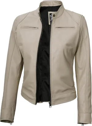 Decrum Leather Jackets For Women - Cafe Racer Style Casual Trending Fashion Womens Leather Jacket