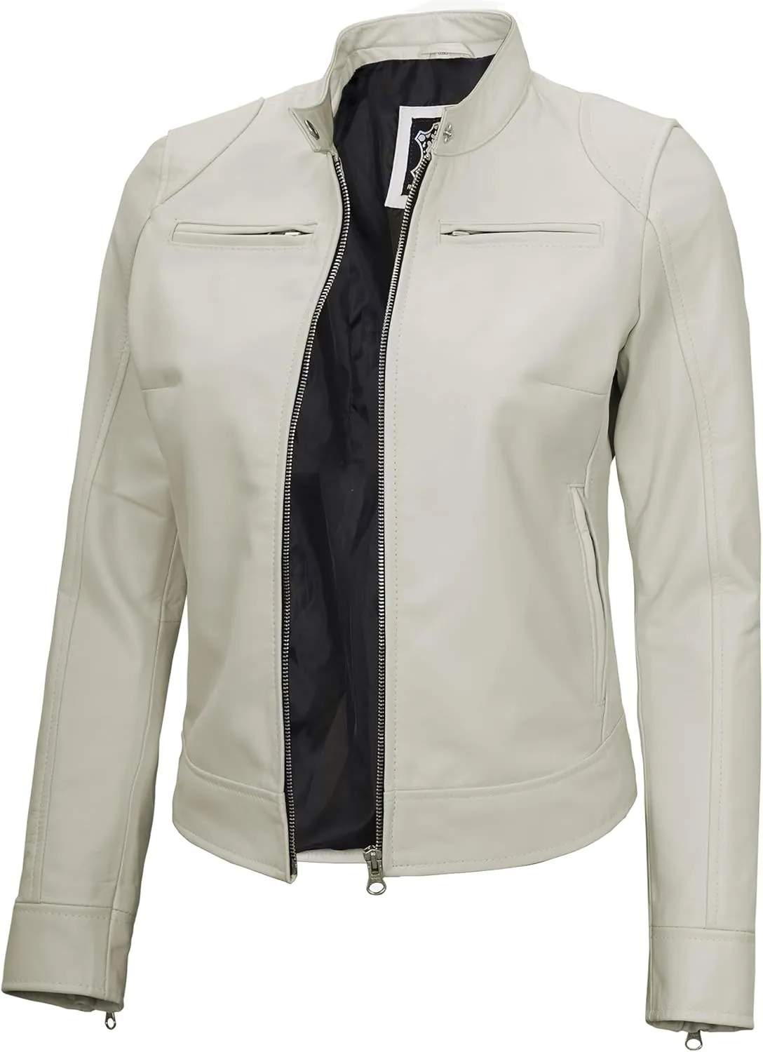 Decrum Leather Jackets For Women - Cafe Racer Style Casual Trending Fashion Womens Leather Jacket