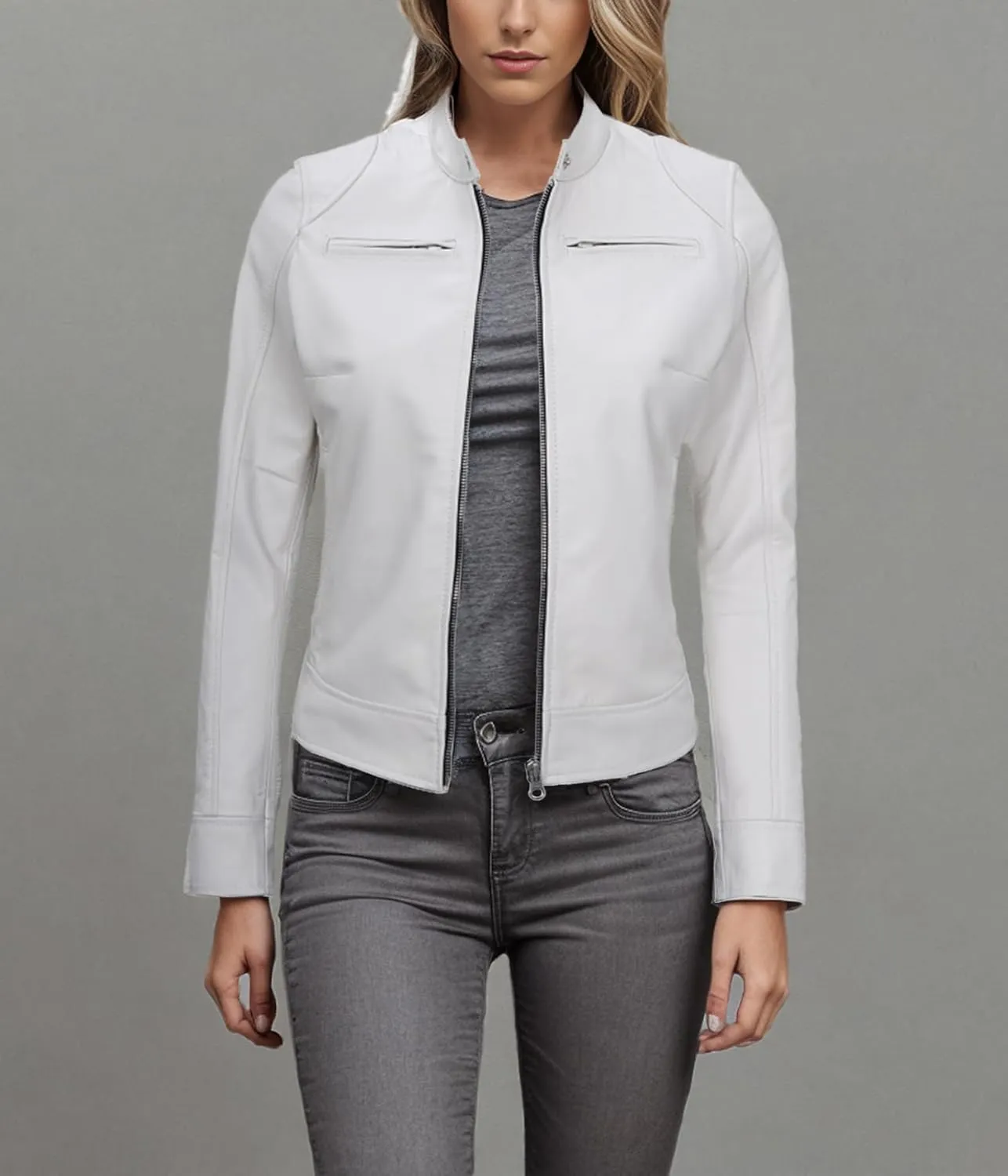 Decrum Leather Jackets For Women - Cafe Racer Style Casual Trending Fashion Womens Leather Jacket