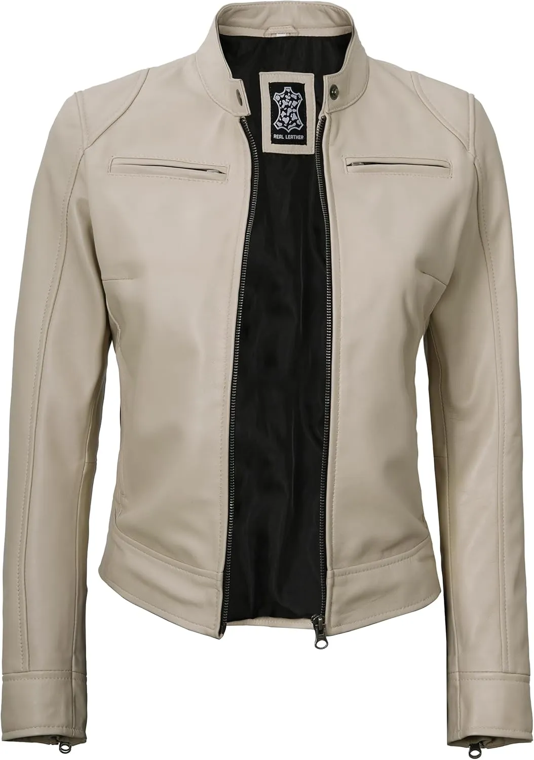 Decrum Leather Jackets For Women - Cafe Racer Style Casual Trending Fashion Womens Leather Jacket