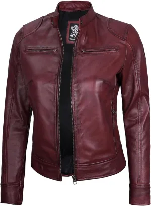 Decrum Leather Jackets For Women - Cafe Racer Style Casual Trending Fashion Womens Leather Jacket