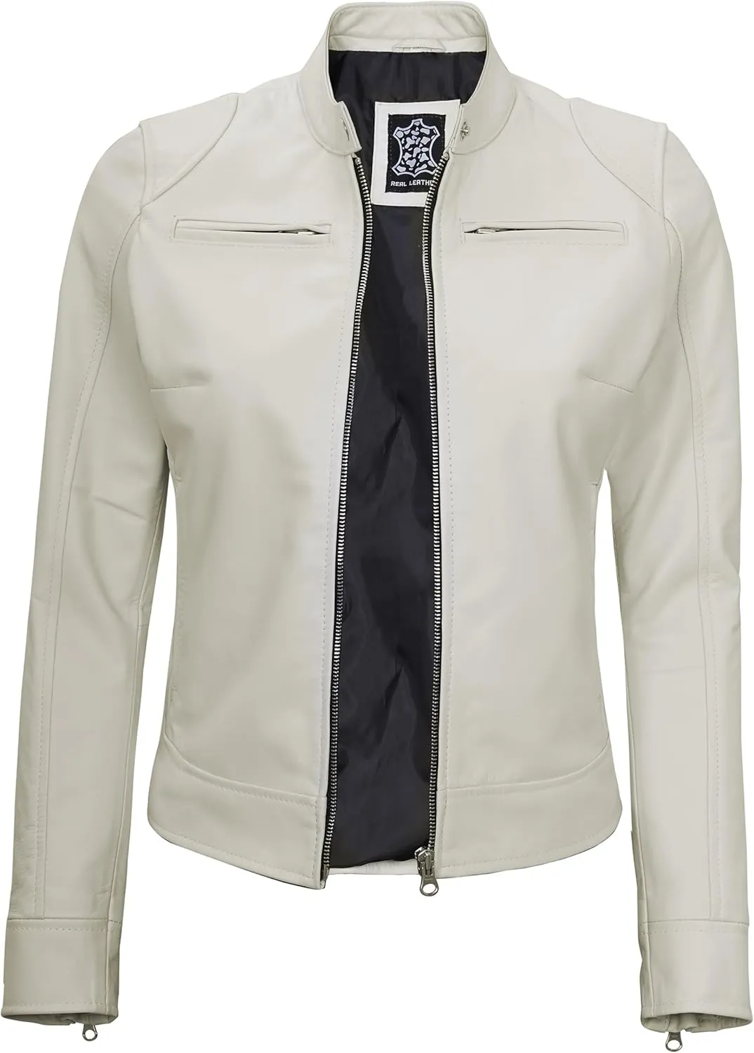 Decrum Leather Jackets For Women - Cafe Racer Style Casual Trending Fashion Womens Leather Jacket