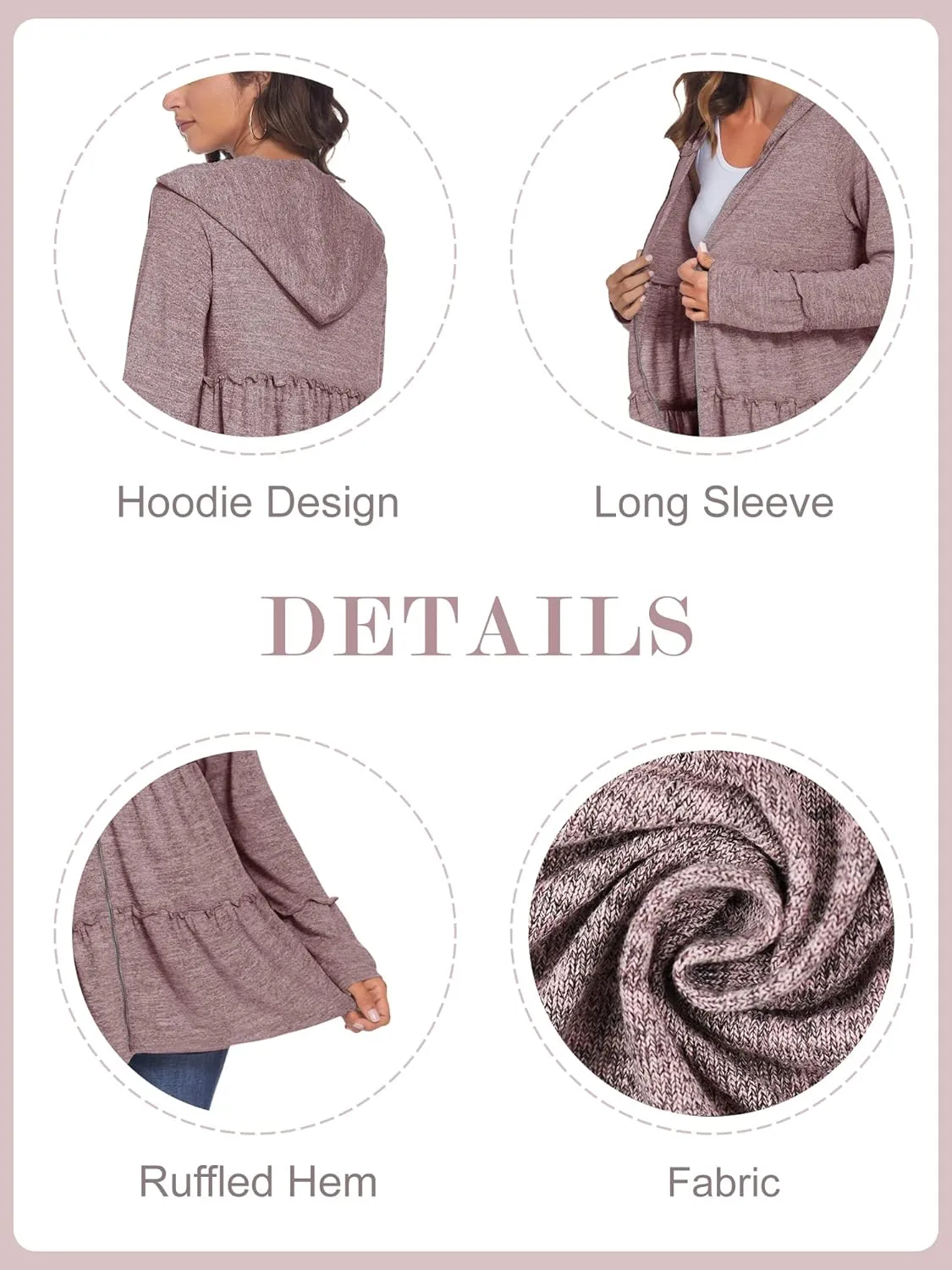 DEESHA Plus Size Zip Up Hoodie for Curvy Women Spring Ruffle Hooded Sweatshirts Jacket Cardigans Lightweight