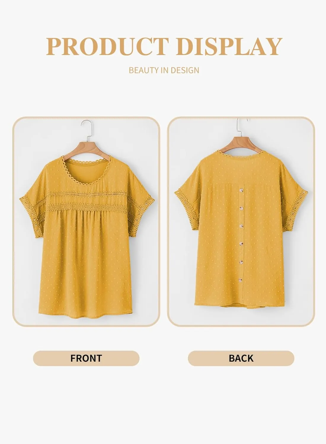 Eytino Women Plus Size Tops Crewneck Short Sleeve Lace Crochet Loose Casual Summer Blouses Shirts(1X-5X)