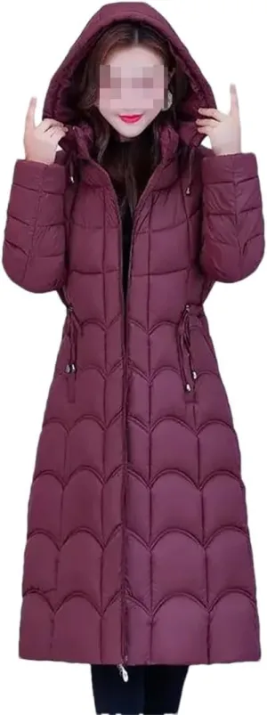 Fjnbbiot Women's Winter Jacket Casual Slim Hooded Long Parkas Lightweight Warm Fashion Cotton Padded Winter Coats