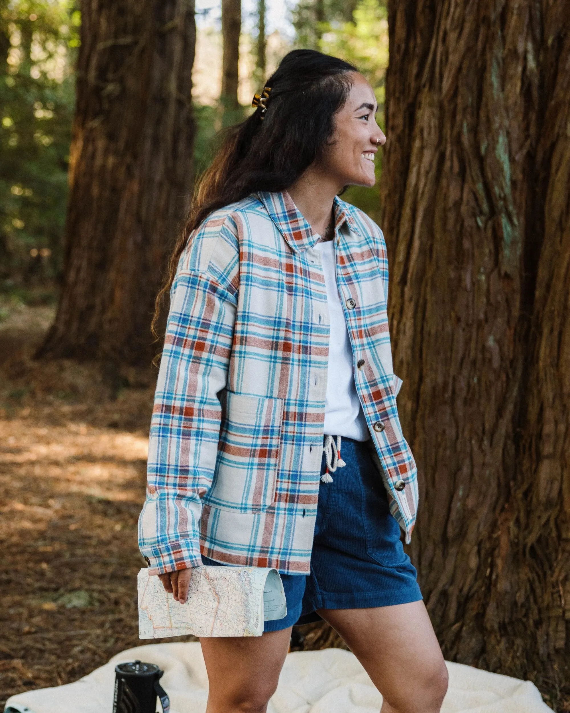 Flint Organic Cotton Overshirt - Vintage White Check