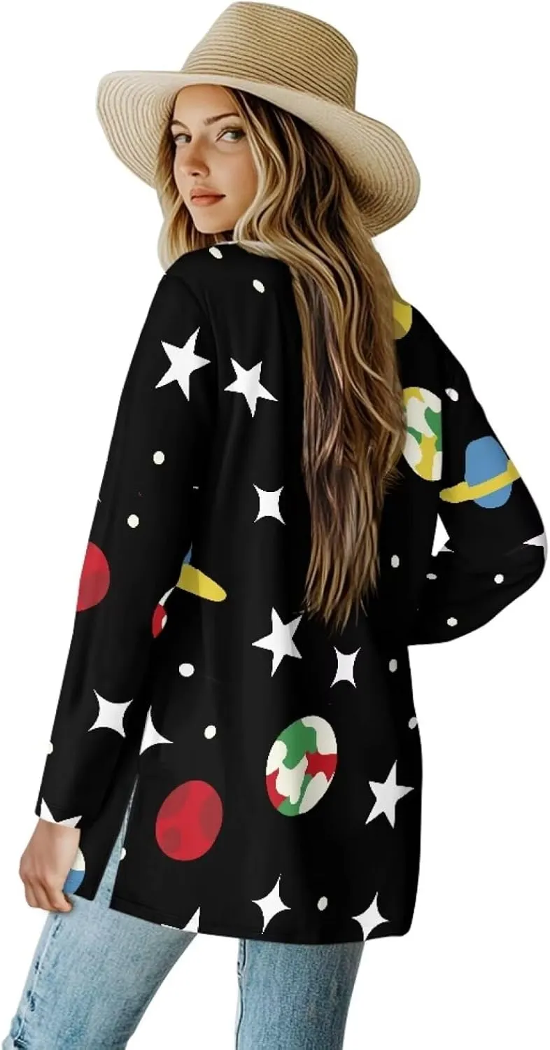 Forchrinse Christmas Santa Claus Cardigan for Women Causal Long Sleeve Open Front Cardigans Ugly Christmas Cardigan Sweater