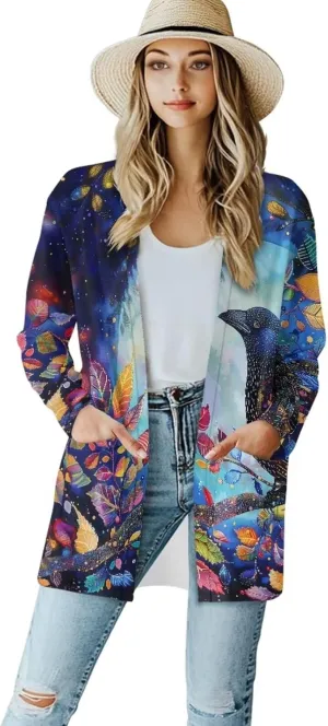 Forchrinse Christmas Santa Claus Cardigan for Women Causal Long Sleeve Open Front Cardigans Ugly Christmas Cardigan Sweater
