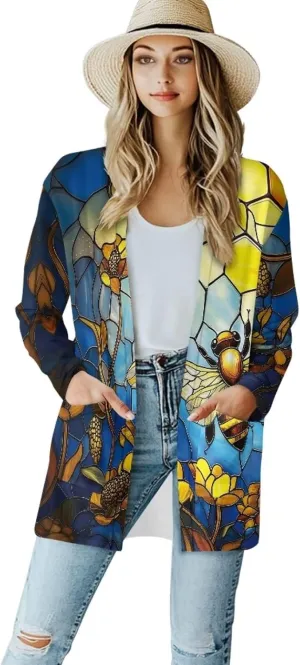 Forchrinse Red Ladybug Cardigan for Women Causal Long Sleeve Open Front Cardigans Sweater Fashion 2024 Fall Coat with Pockets