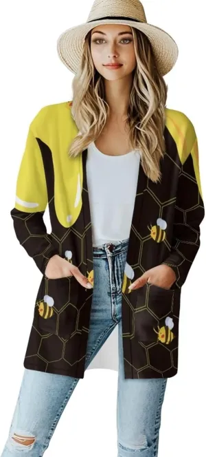 Forchrinse Red Ladybug Cardigan for Women Causal Long Sleeve Open Front Cardigans Sweater Fashion 2024 Fall Coat with Pockets