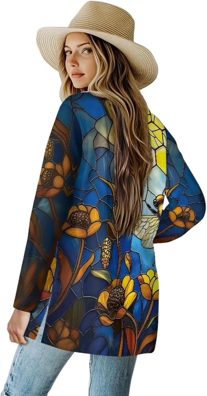 Forchrinse Red Ladybug Cardigan for Women Causal Long Sleeve Open Front Cardigans Sweater Fashion 2024 Fall Coat with Pockets
