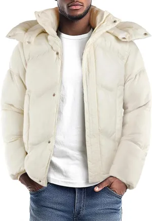 GINGTTO Men's Insulated Puffer Jackets with Detatchable Sleeves & Hood, Thermal Waterproof Coats for Men