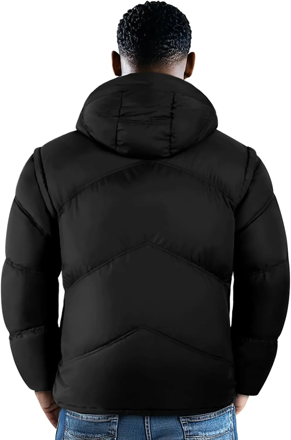 GINGTTO Men's Insulated Puffer Jackets with Detatchable Sleeves & Hood, Thermal Waterproof Coats for Men