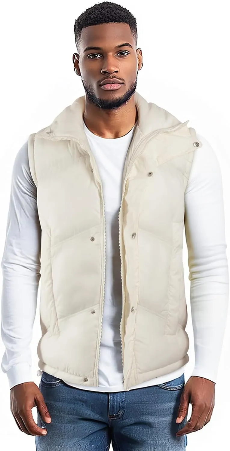 GINGTTO Men's Insulated Puffer Jackets with Detatchable Sleeves & Hood, Thermal Waterproof Coats for Men
