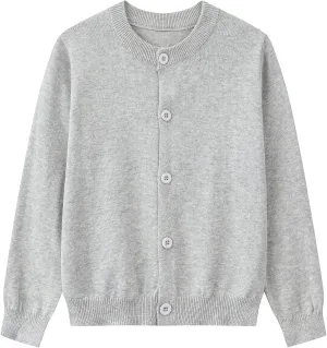 Girls Cardigan Sweaters School Uniforms Cotton Crew Neck Knit Sweater, 6 Months-14 Years