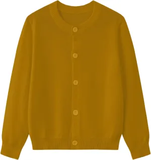 Girls Cardigan Sweaters School Uniforms Cotton Crew Neck Knit Sweater, 6 Months-14 Years