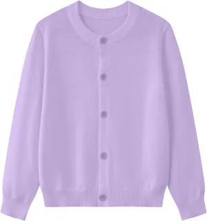 Girls Cardigan Sweaters School Uniforms Cotton Crew Neck Knit Sweater, 6 Months-14 Years
