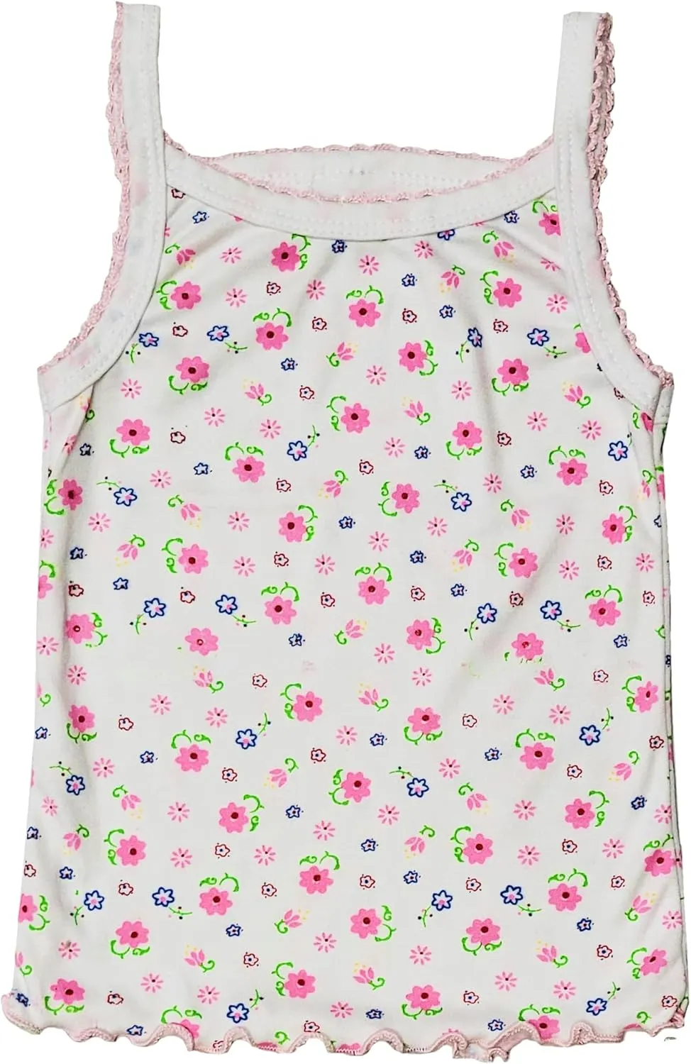 Girls Tank Top Camisoles, Pack of 8, White and Floral Print, Sleeveless Cotton Undershirts