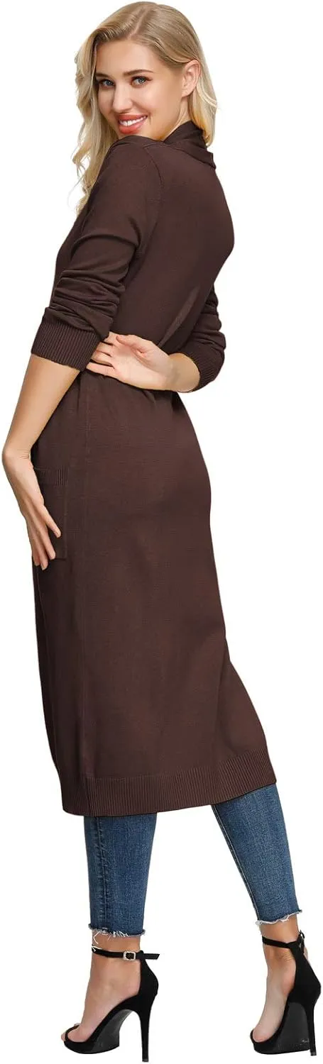 GRACE KARIN Essential Solid Open Front Maxi Long Knitted Cardigan Sweater for Women
