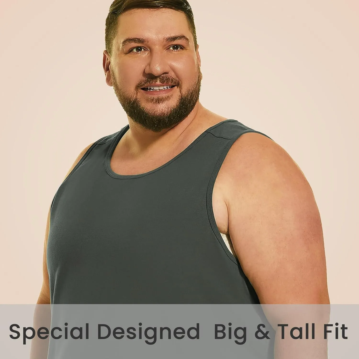 HOdo Big & Tall Mens A-Shirts Cotton Tank Tops Sleeveless Undershirts 2XL-6XL