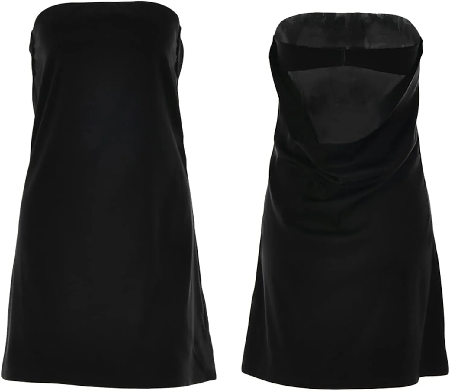 HYxwrjoker Women Y2K Off Shoulder Mini Tube Dress Open Back Strapless Bodycon Dress Pleated A-Line Flare Ruffle Short Dresses