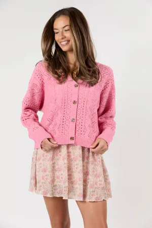 Lasting Impressions Pink Open Knit Cardigan SALE