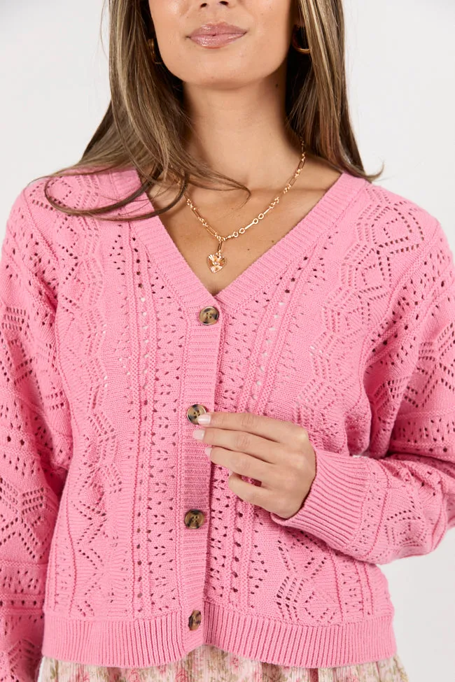 Lasting Impressions Pink Open Knit Cardigan SALE