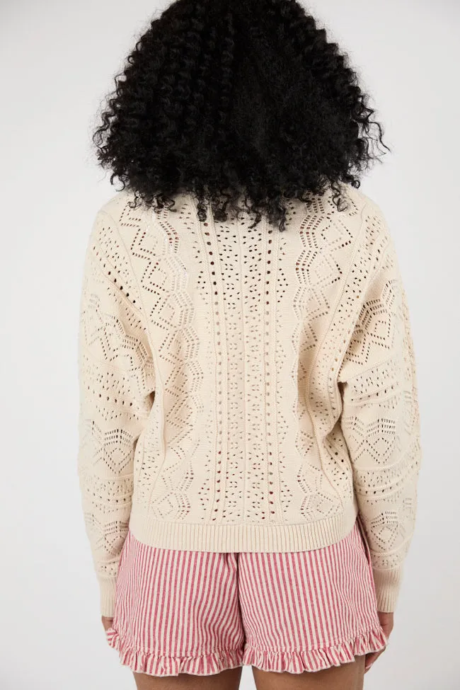 Lasting Impressions Taupe Open Knit Cardigan SALE