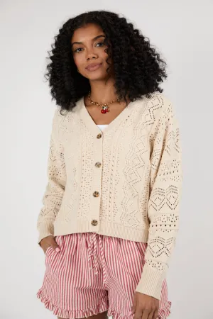 Lasting Impressions Taupe Open Knit Cardigan SALE