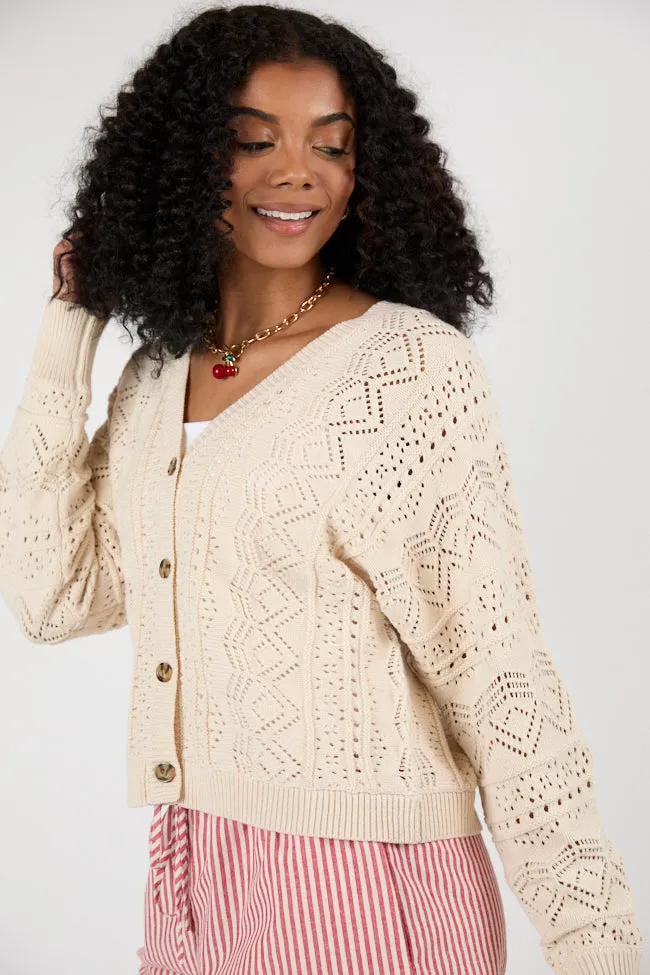 Lasting Impressions Taupe Open Knit Cardigan SALE