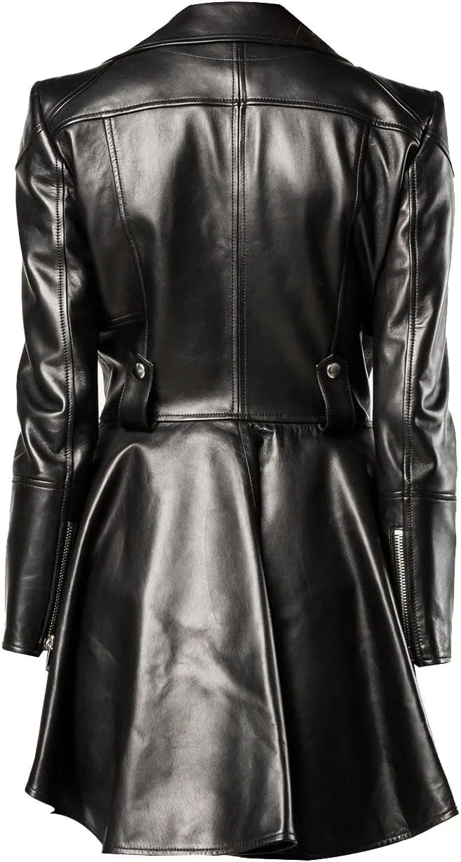 Medusa Black Peplum Fashionable Designer Genuine Leather Jacket Women Missy Plus Size