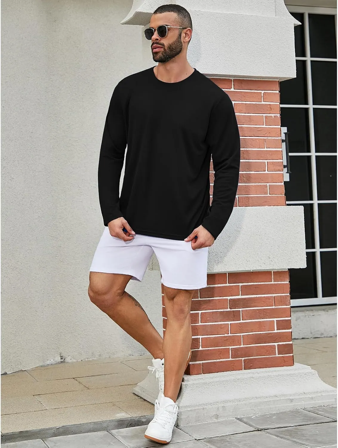 Mens Active Athletic T-Shirts Quick Dry Crew Neck Tees Fishing Hiking Long Sleeve Shirt Multipack