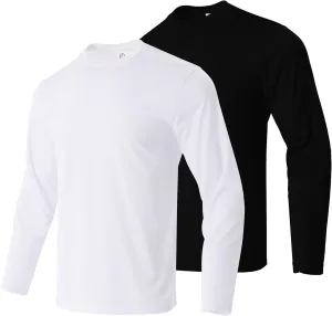 Mens Active Athletic T-Shirts Quick Dry Crew Neck Tees Fishing Hiking Long Sleeve Shirt Multipack