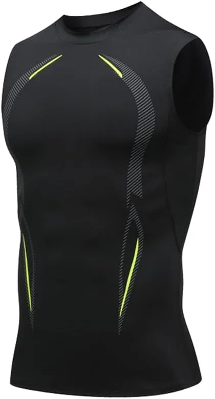 Men's Compression Shirts Athletic Sleeveless Tank Top Dry Fit Running Sports Workout Base Layer Undershirt