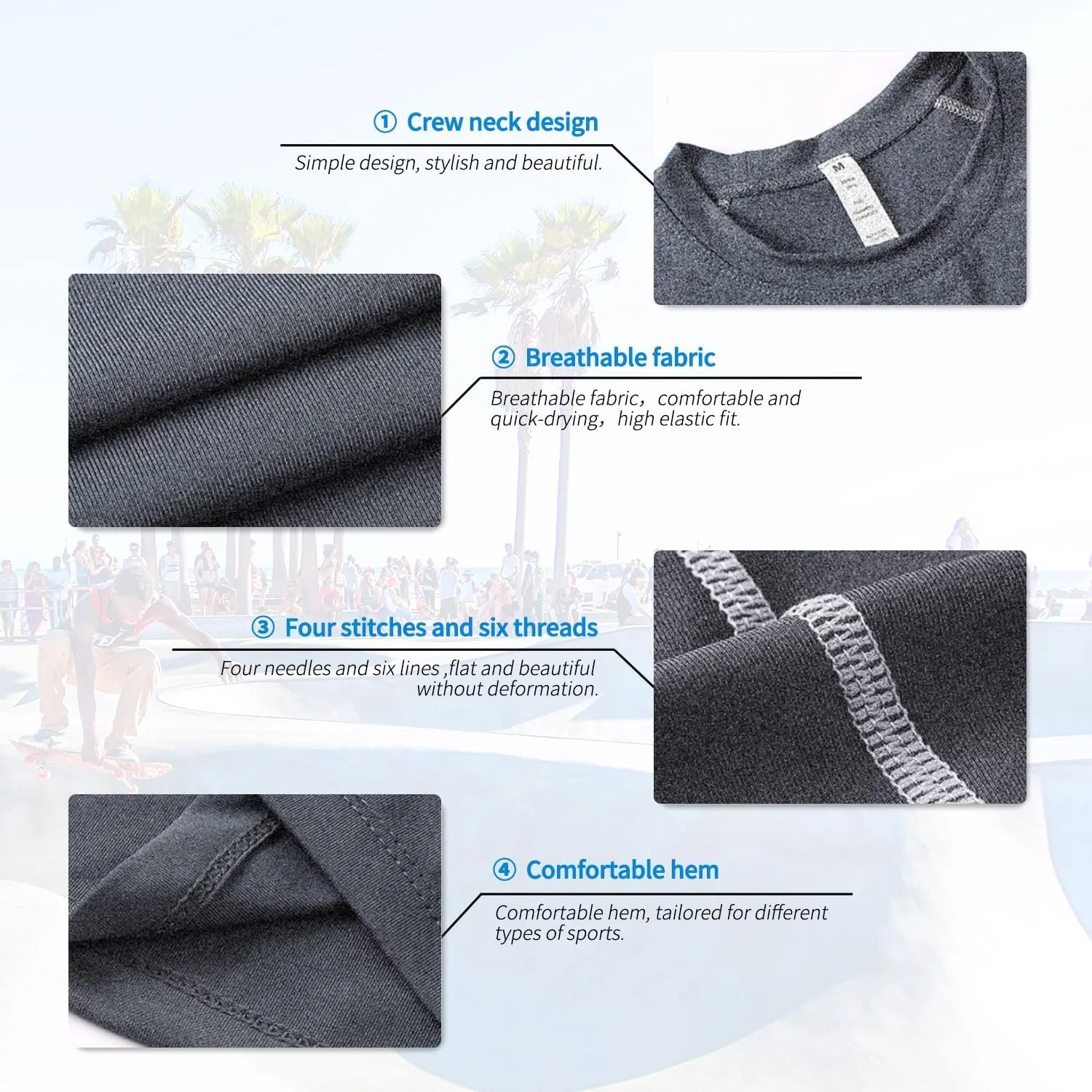 Men's Compression Shirts Long Sleeve Athletic T-Shirts Workout Running Tops Quick Dry Baselayer Undershirts for Football