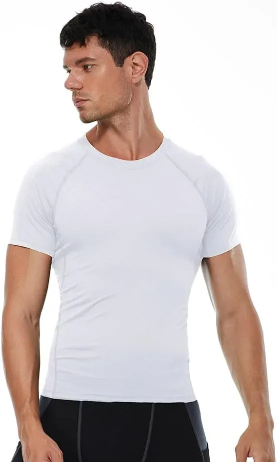 Mens Compression Shirts Short Sleeve Workout Shirt, Quick Dry Sports Tops Baselayer Athletic Undershirts for Men