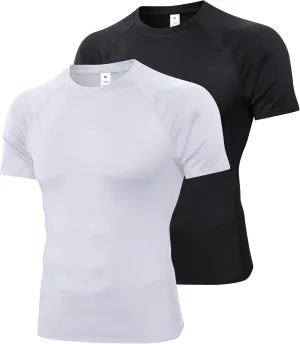 Mens Compression Shirts Short Sleeve Workout Shirt, Quick Dry Sports Tops Baselayer Athletic Undershirts for Men