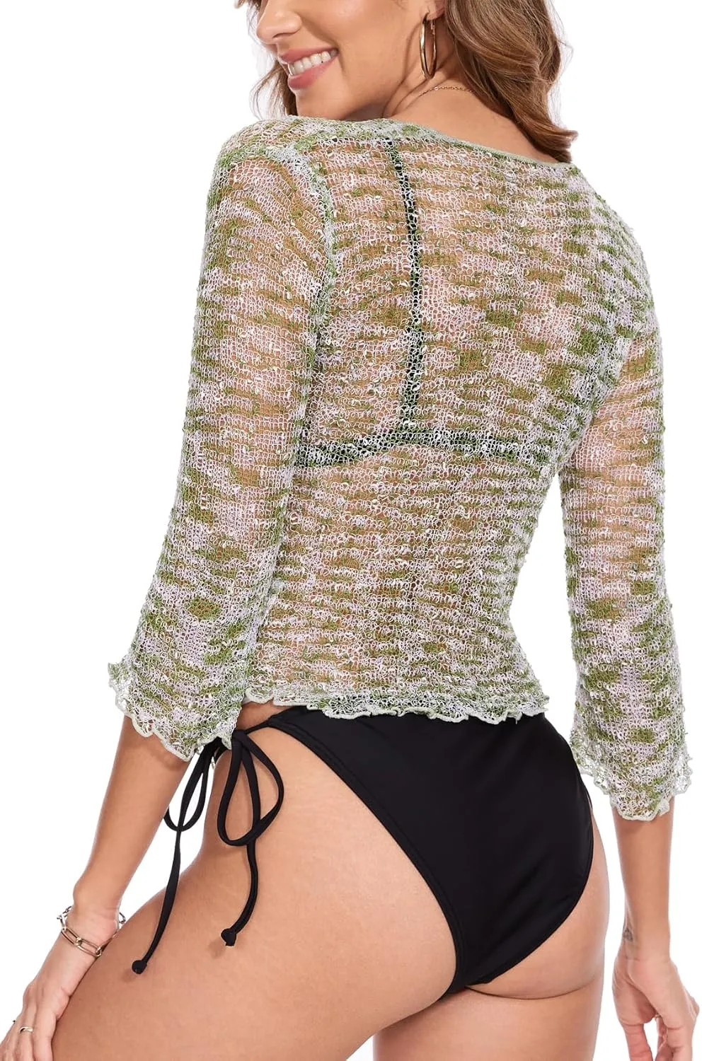 MISS MOLY Women Sheer Shrug Cardigan, Bolero Shrug Sweaters for Dresses, Tie Front Lightweight Crop Knit, Short Cover Up Tops