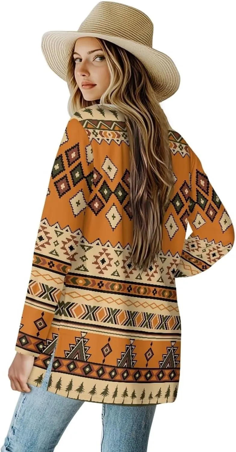 Native American Clothing Aztec Cardigan for Women Long Cardigans for Women Trendy Long Sleeve Light Clothing s-2xl