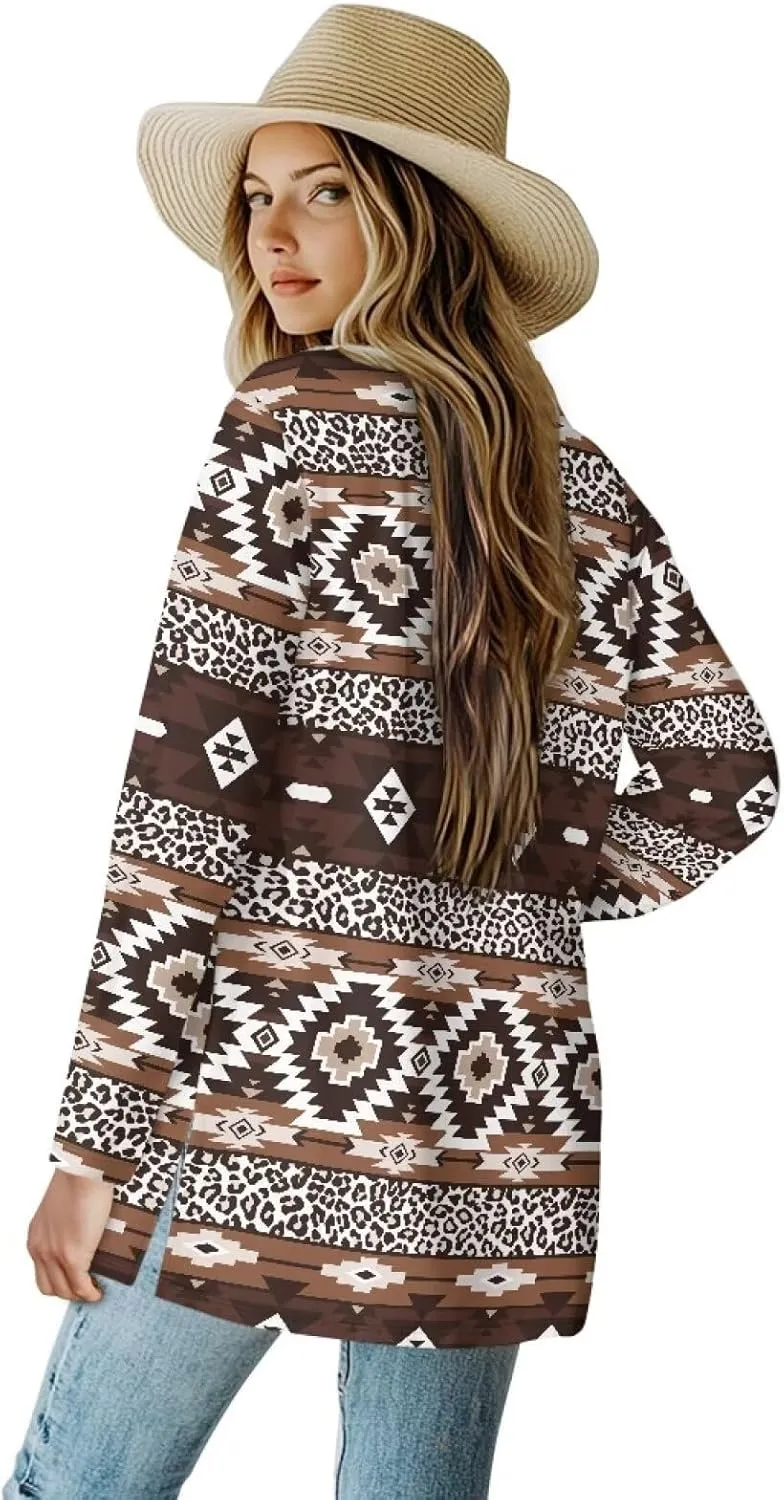 Native American Clothing Aztec Cardigan for Women Long Cardigans for Women Trendy Long Sleeve Light Clothing s-2xl
