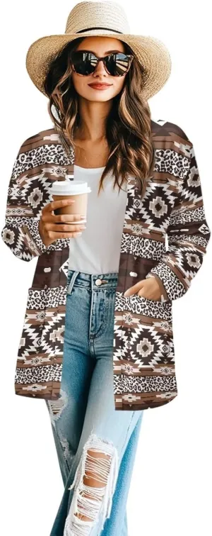 Native American Clothing Aztec Cardigan for Women Long Cardigans for Women Trendy Long Sleeve Light Clothing s-2xl