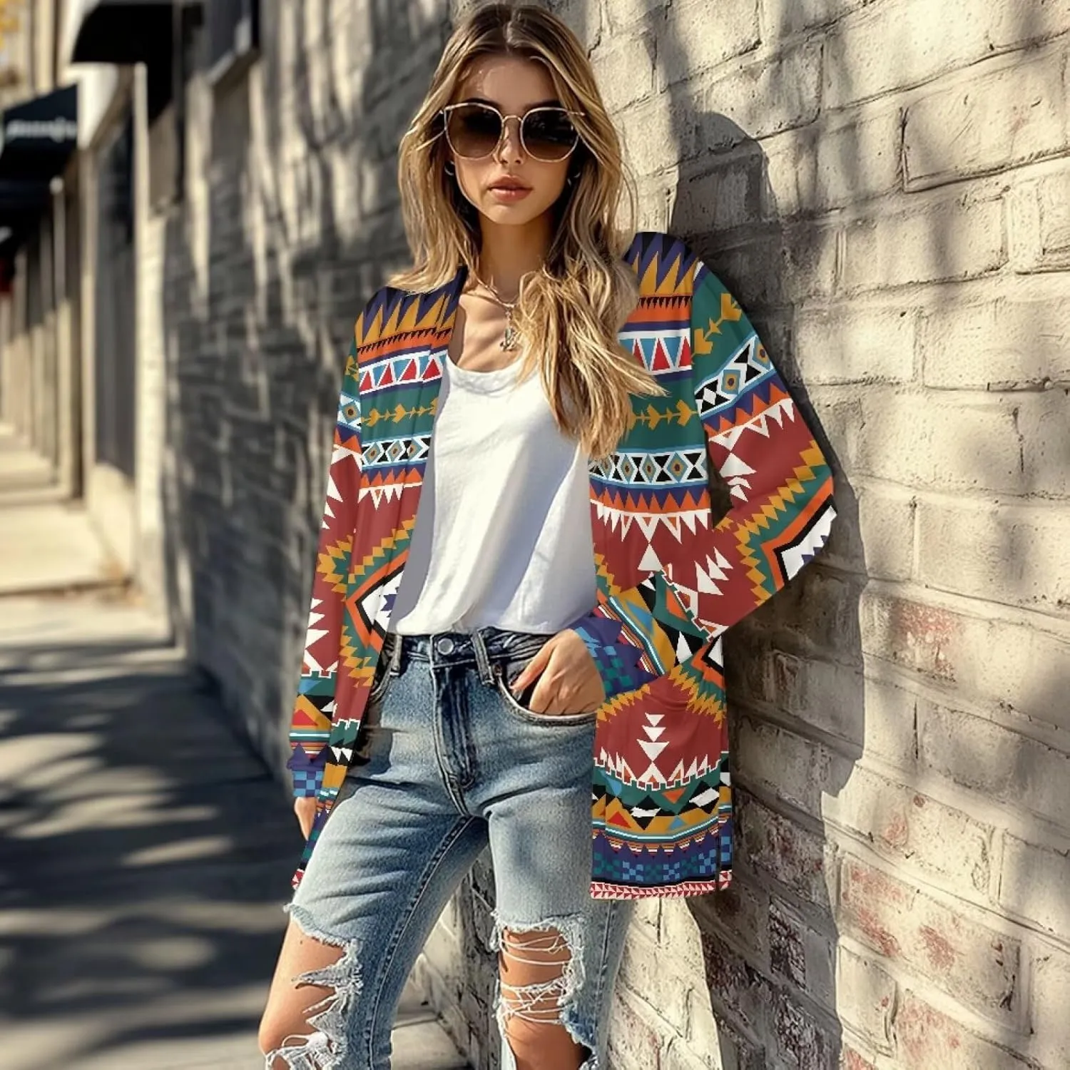 Native American Clothing Aztec Cardigan for Women Long Cardigans for Women Trendy Long Sleeve Light Clothing s-2xl