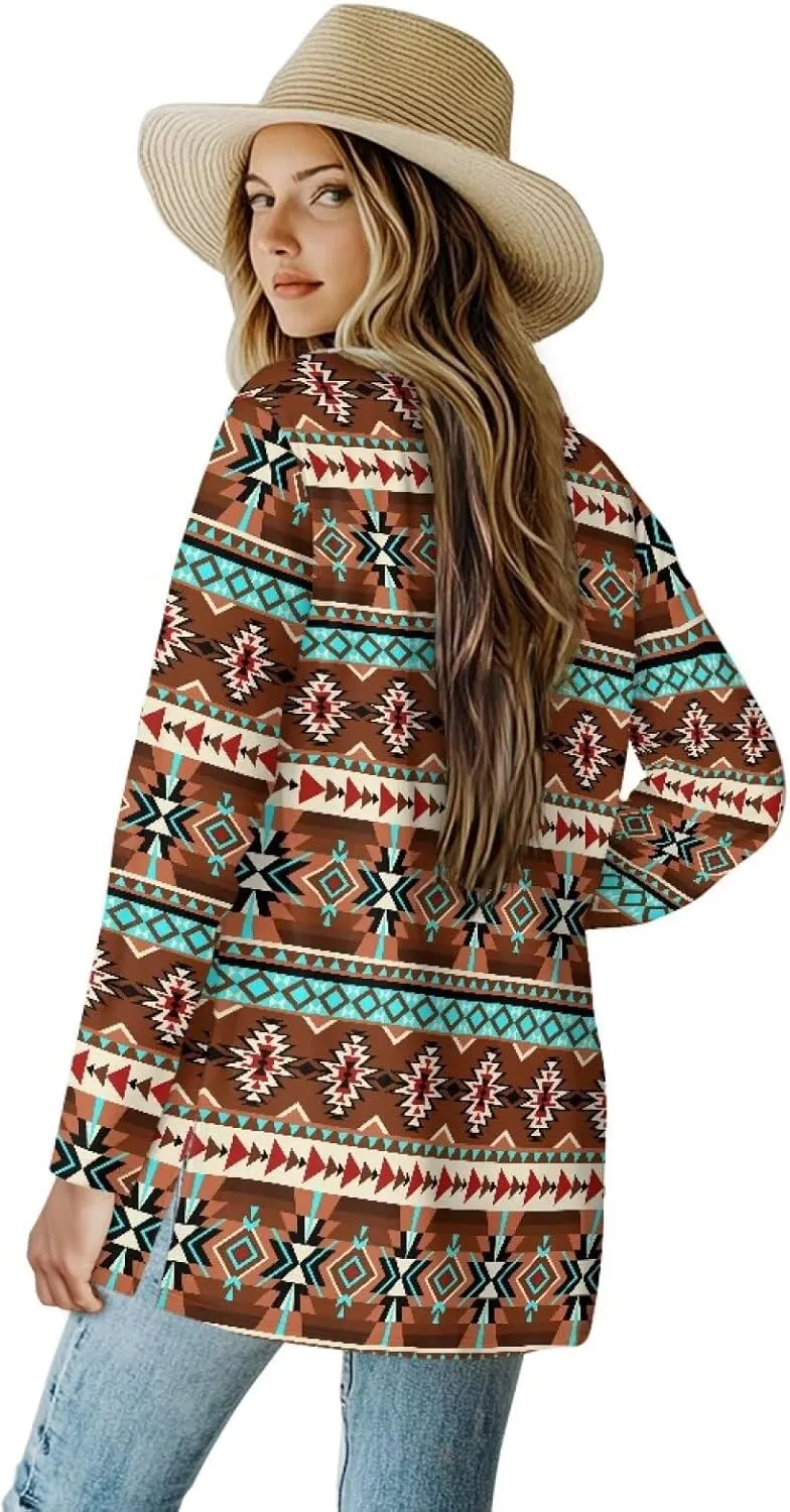 Native American Clothing Aztec Cardigan for Women Long Cardigans for Women Trendy Long Sleeve Light Clothing s-2xl