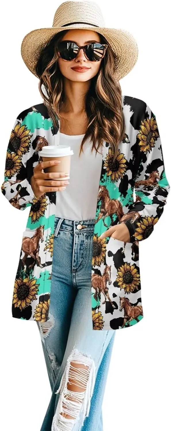 Native American Clothing Aztec Cardigan for Women Long Cardigans for Women Trendy Long Sleeve Light Clothing s-2xl