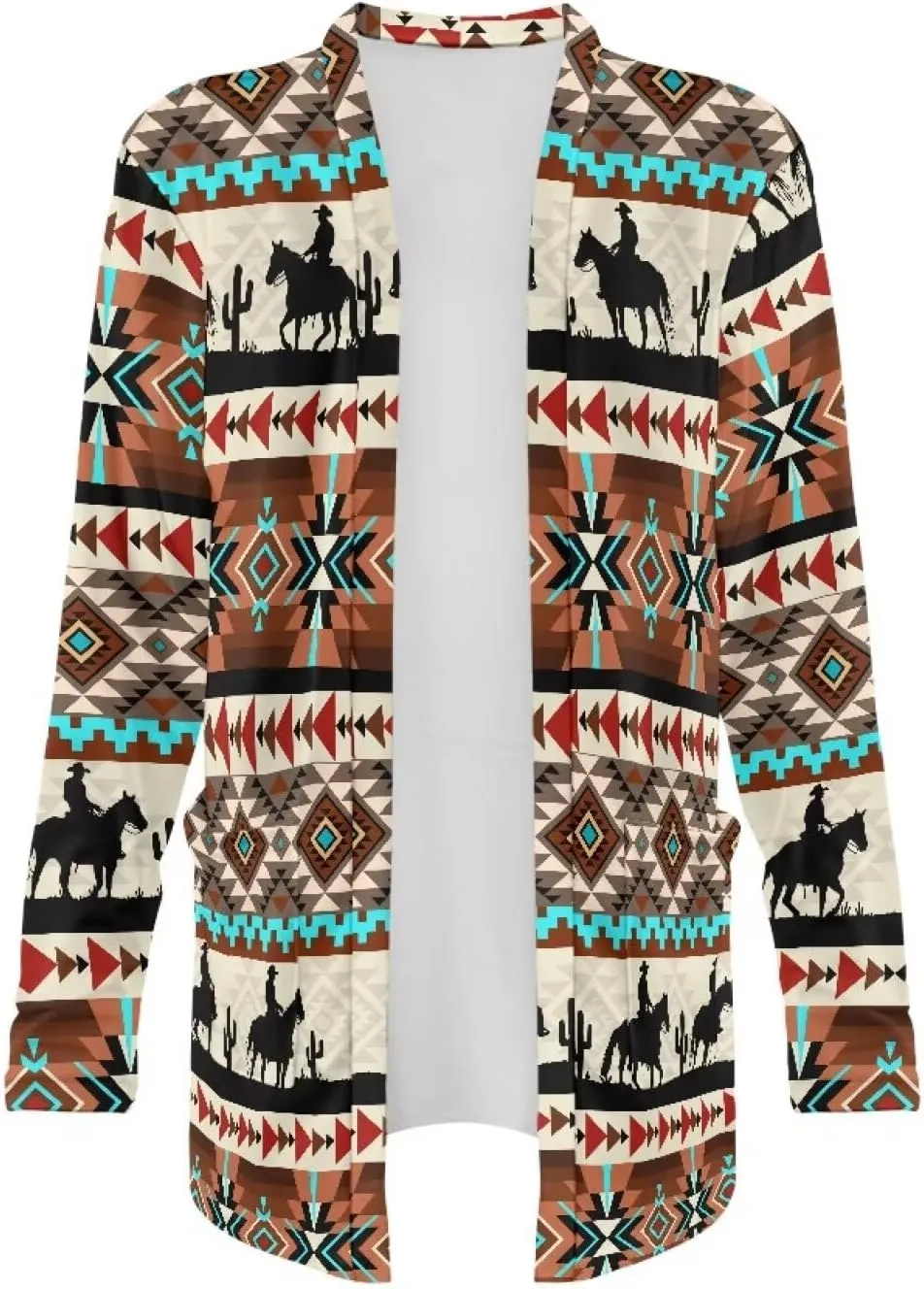 Native American Clothing Aztec Cardigan for Women Long Cardigans for Women Trendy Long Sleeve Light Clothing s-2xl